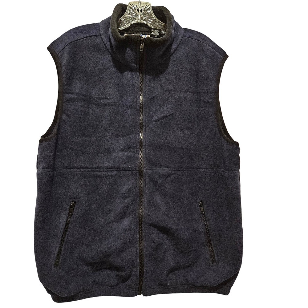 Neff Fleece Vest Mens Lg Navy Blue Full Zip Outdoor Gorpcore Made in USA VTG
